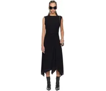Black Draped Midi Dress