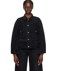 Sacai Black Belted Denim Jacket Black