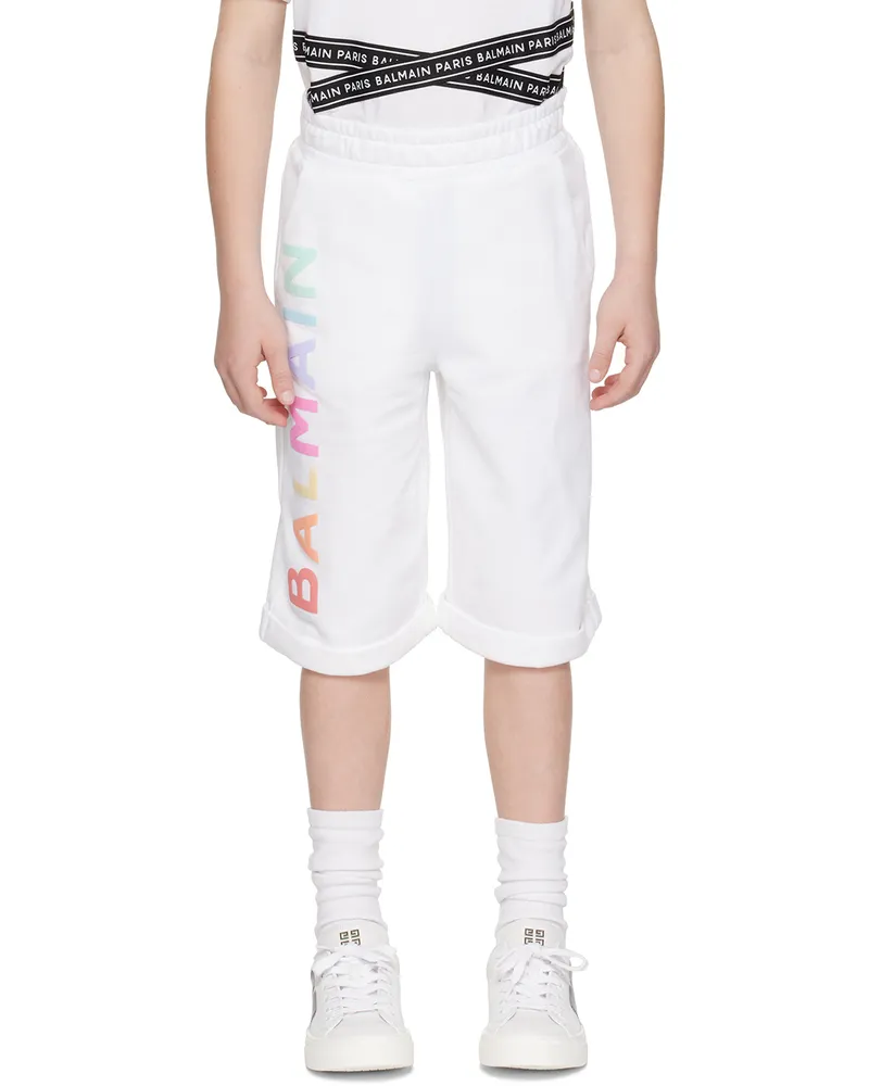 Balmain Kids White Bonded Shorts 100