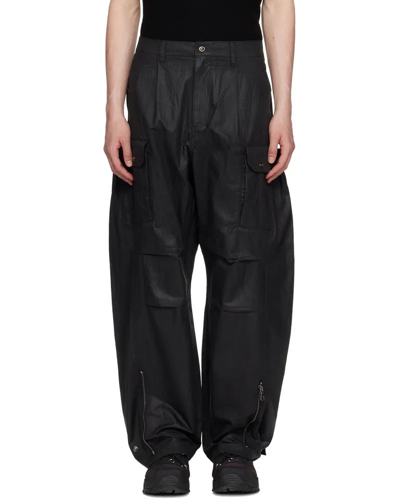Andersson Bell Black Solina Coated Cargo Pants Black