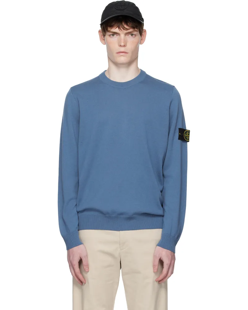 Stone Island Blue 5100071 Light RWS Pure Wool Sweater V002b