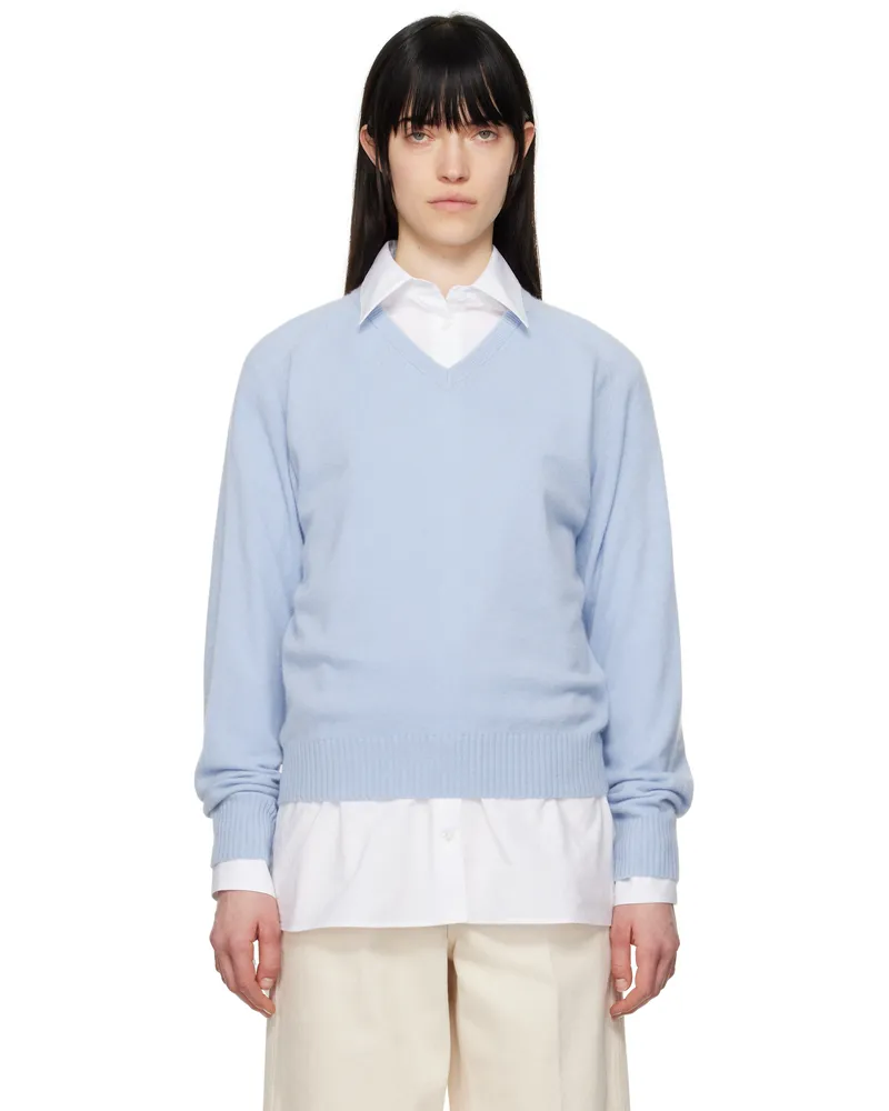 Carven Blue V-Neck Sweater Sky