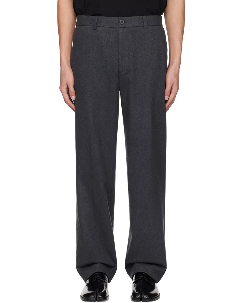 SOLID HOMME Gray Pleat Trousers 827g