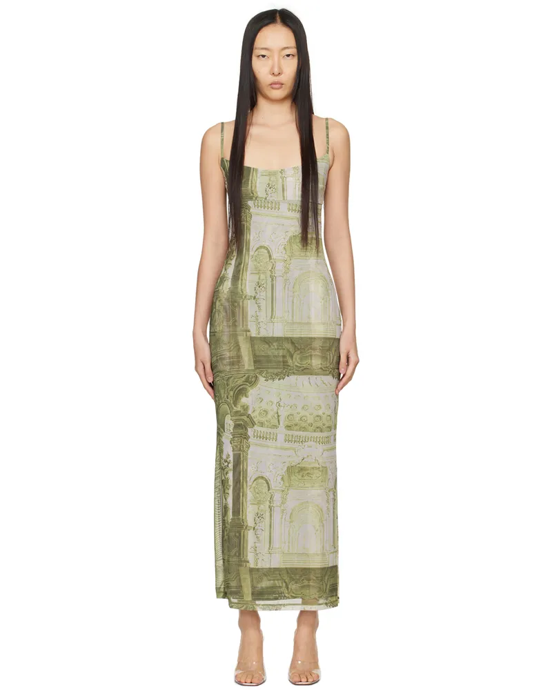 Miaou Green & Off-White Thais Maxi Dress Emblem