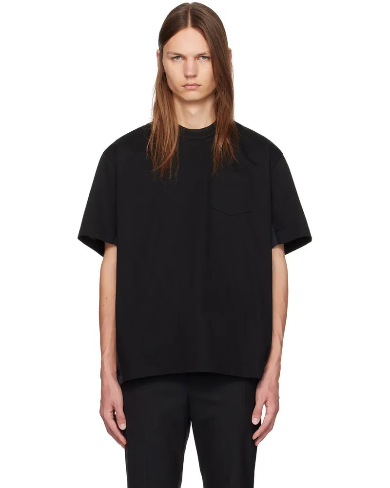 Sacai Black Paneled T-Shirt 001