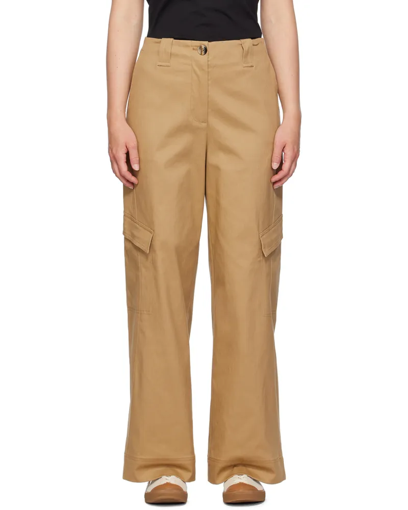 Ganni Tan Straight-Leg Cargo Pants 177
