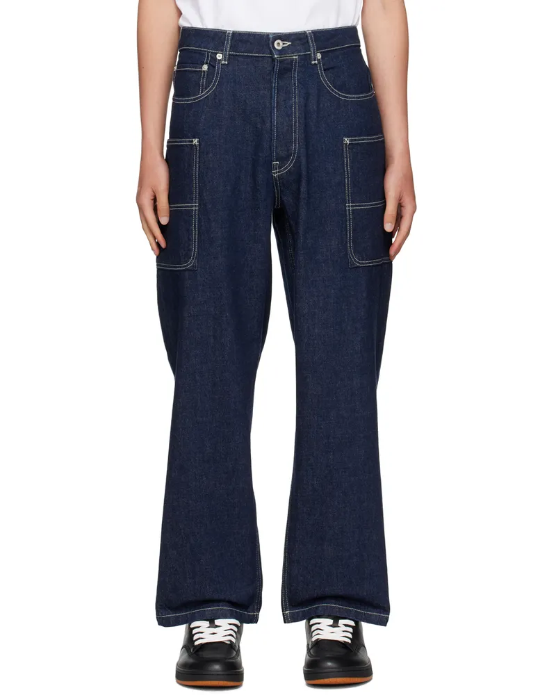 Kenzo Blue Kenzo Paris Cargo Monkey Jeans Rinse