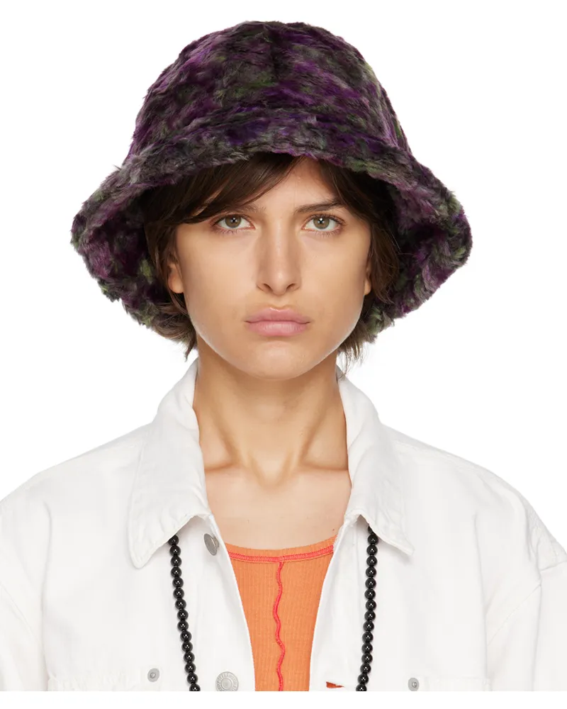 NEEDLES Purple & Green Faux-Fur Bucket Hat 0750