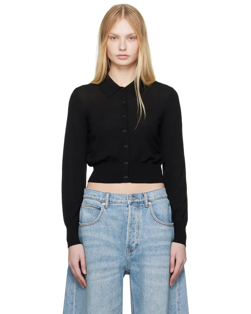 Alexander Wang Black High-Frequency Stacked Logo Cardigan Black