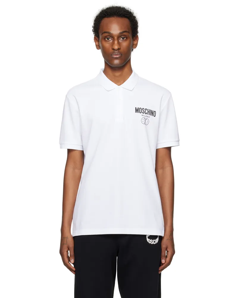 Moschino White Double Smiley Polo A1001