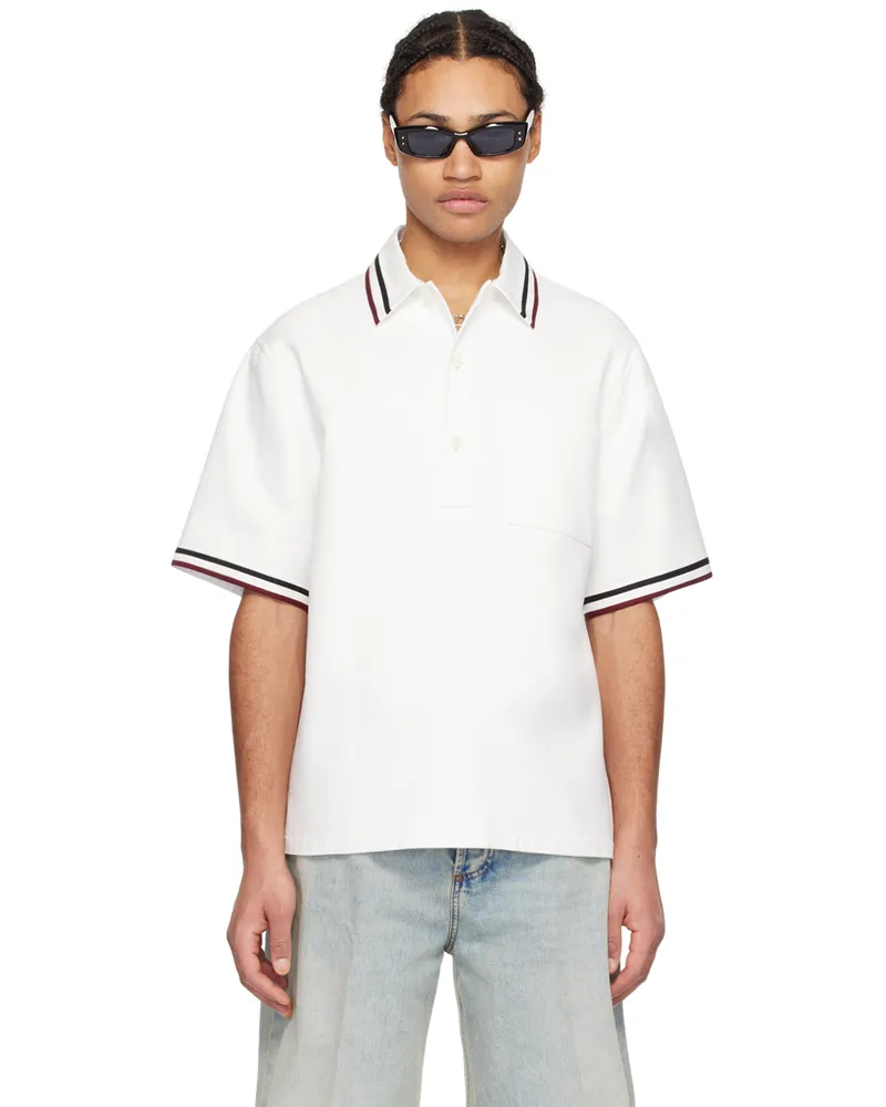 Valentino Garavani White Stripe Polo Bianco