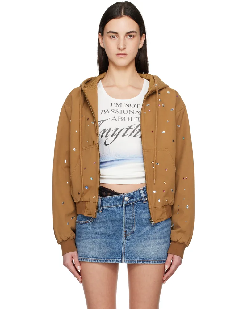 Praying Tan Bejewled Canvas Work Jacket Light