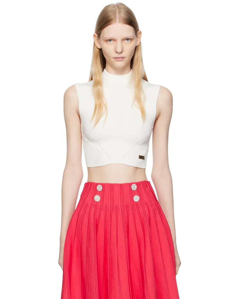 Balmain White Plaque Tank Top 0fa