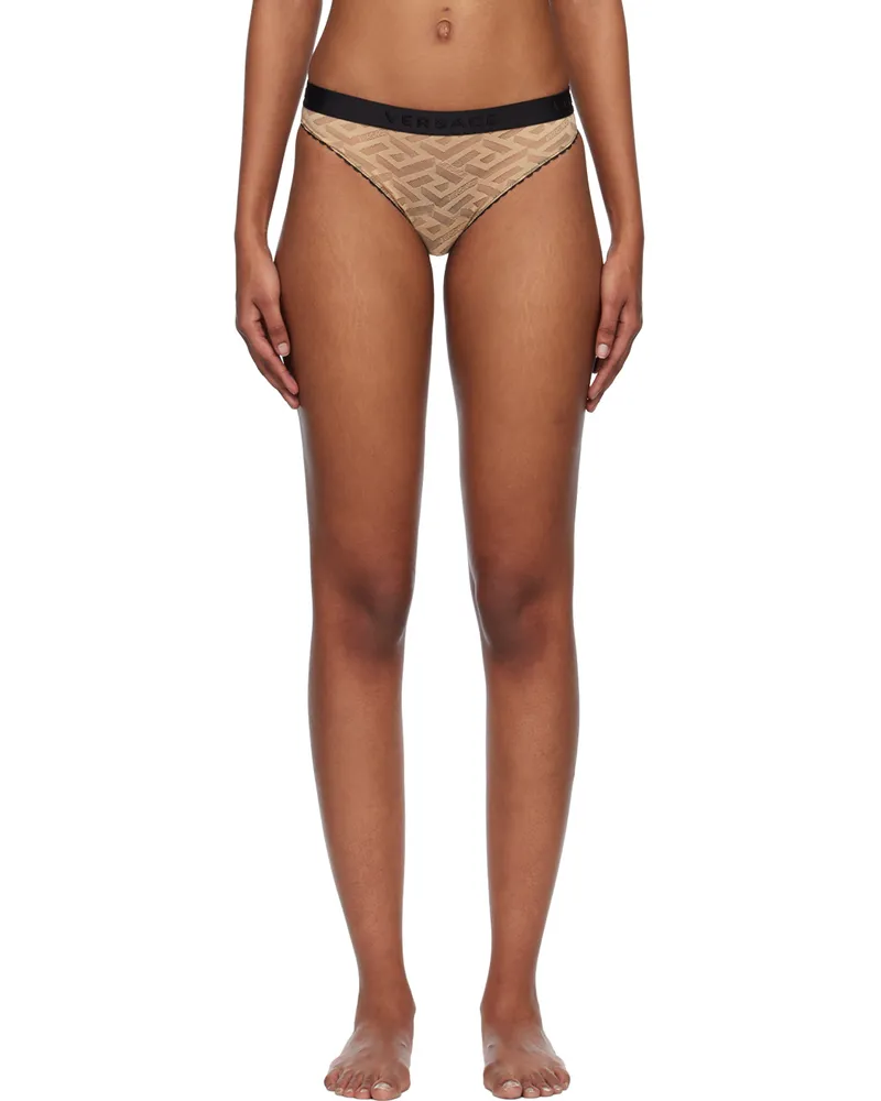 Versace Beige 'La Greca' Briefs 1k980