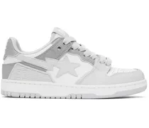 White & Gray Sk8 Sta #5 Sneakers