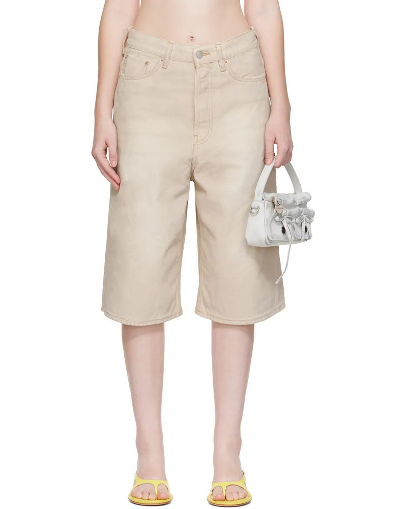 Acne Studios Beige Coated Denim Shorts Ae0