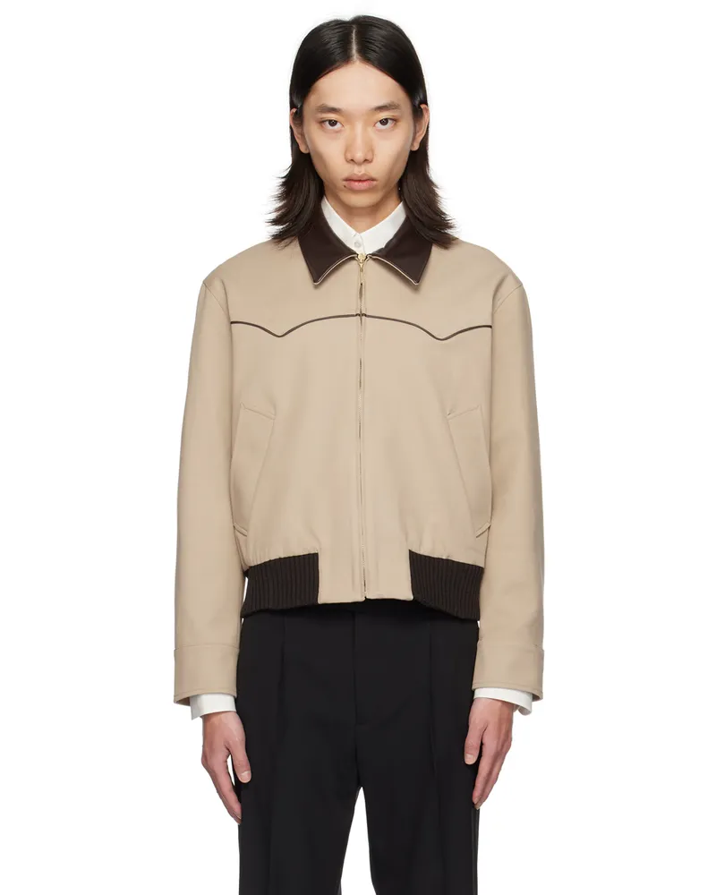 Ernest W. Baker Beige Western Harrington Jacket Beige