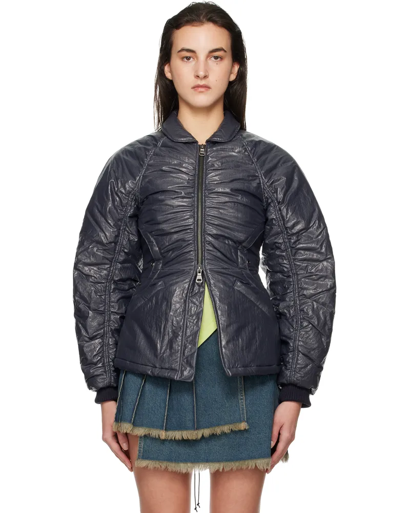 Andersson Bell Gray Luna Back-Corset Bomber Jacket Navy