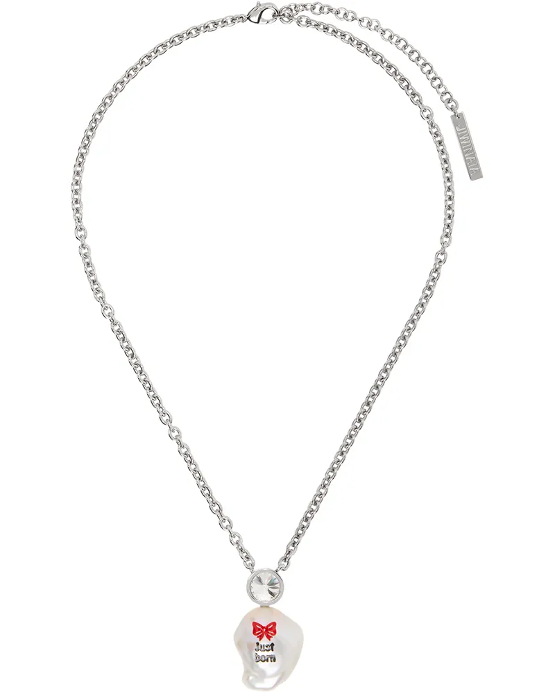 JIWINAIA SSENSE Exclusive Kids Silver 'Just Born' Necklace Silver