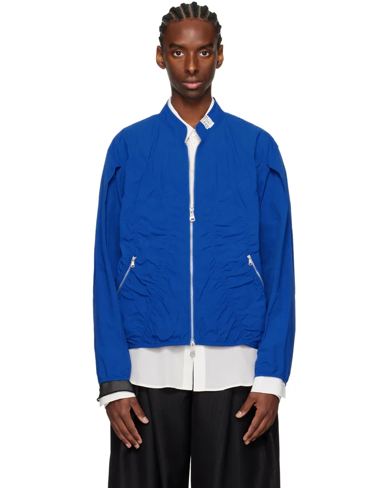 Adererror Blue Ruched Bomber Jacket Blue