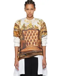 Comme des Garçons Brown & White Printed Sweater White