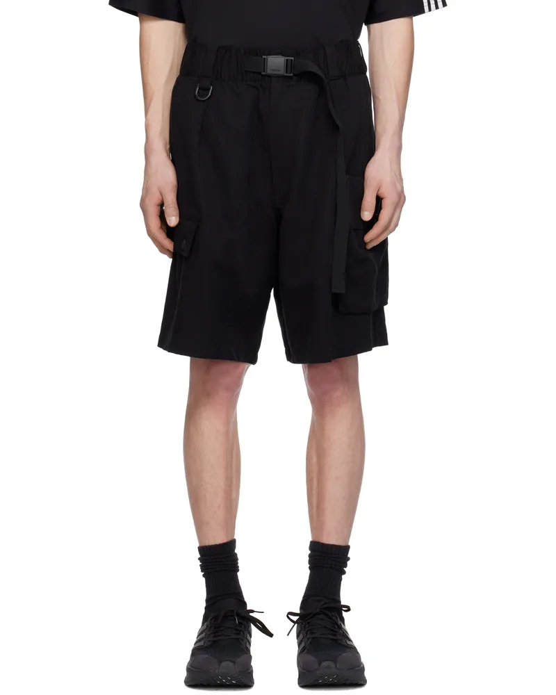 Y-3 Black Twill Cargo Shorts Black