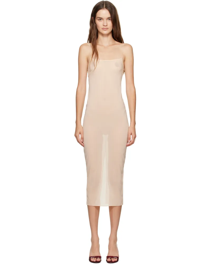Poster Girl Beige Lace-Up Back Midi Dress Beige