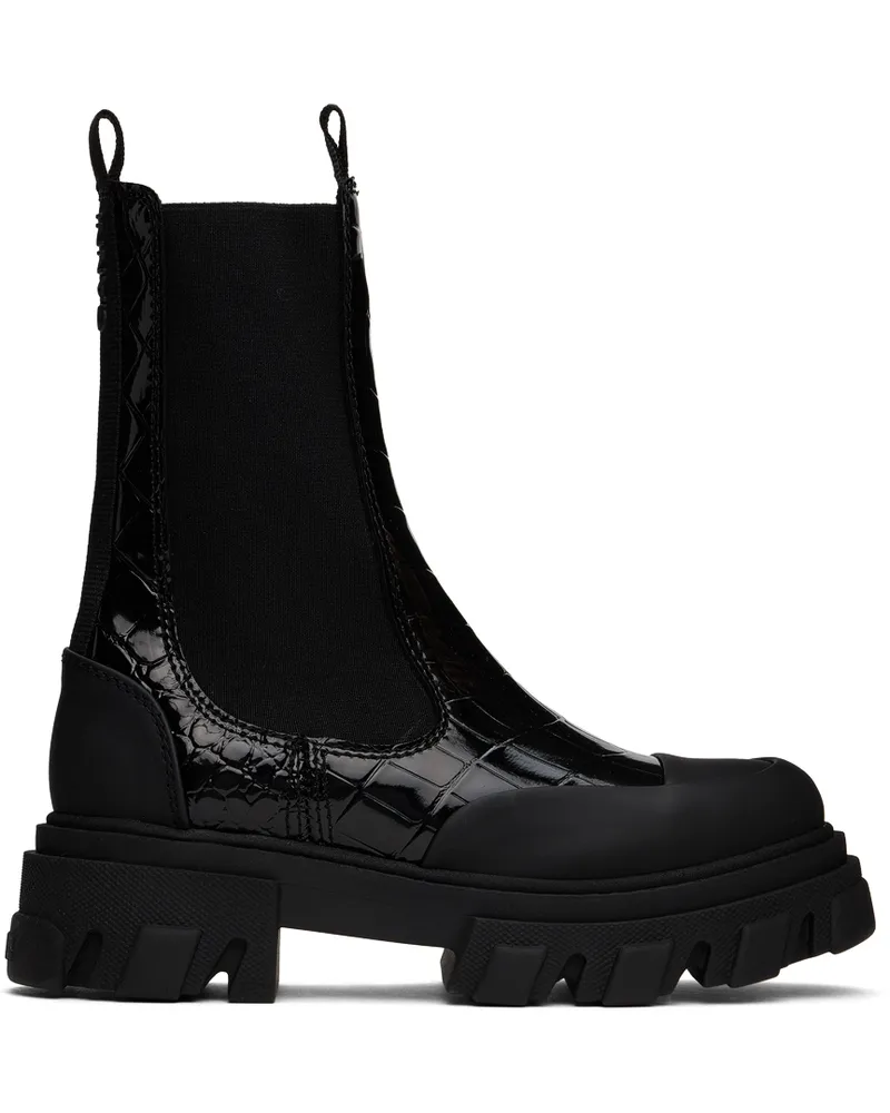 Ganni Black Cleated Mid Chelsea Boots 099