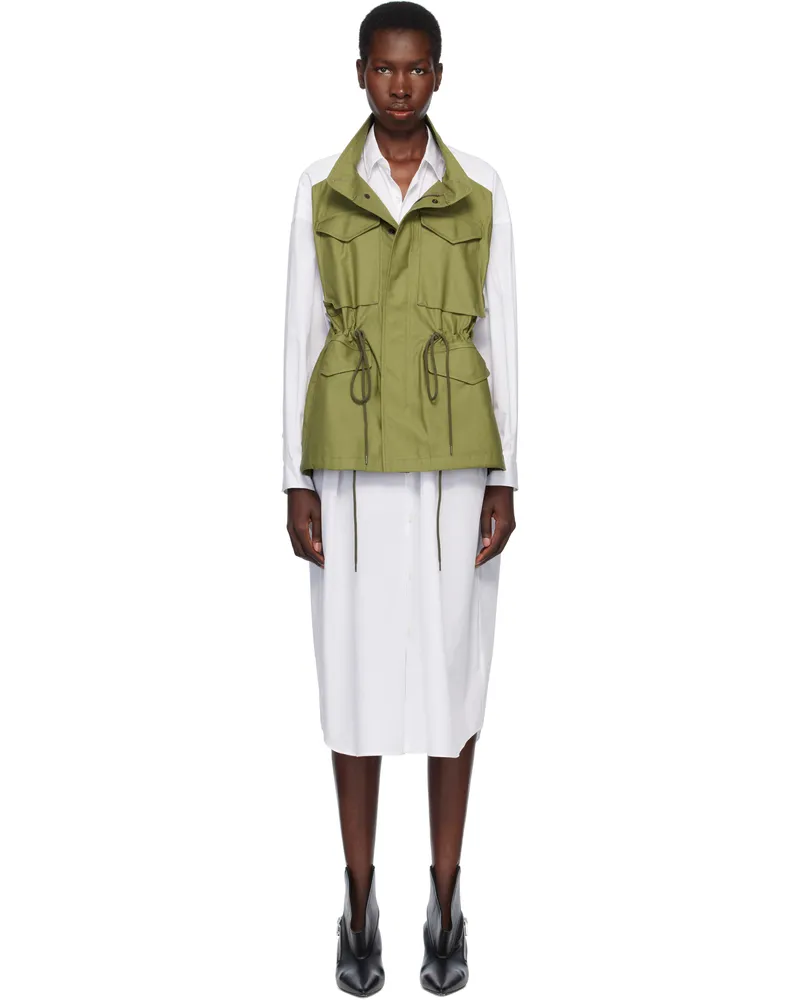 Junya Watanabe White & Khaki Shirt Midi Dress 1