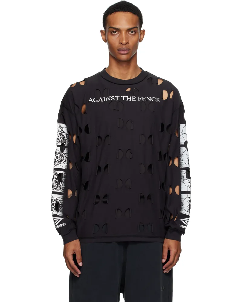 Umbro Black 'Against The Fence' LS T-shirt Washed