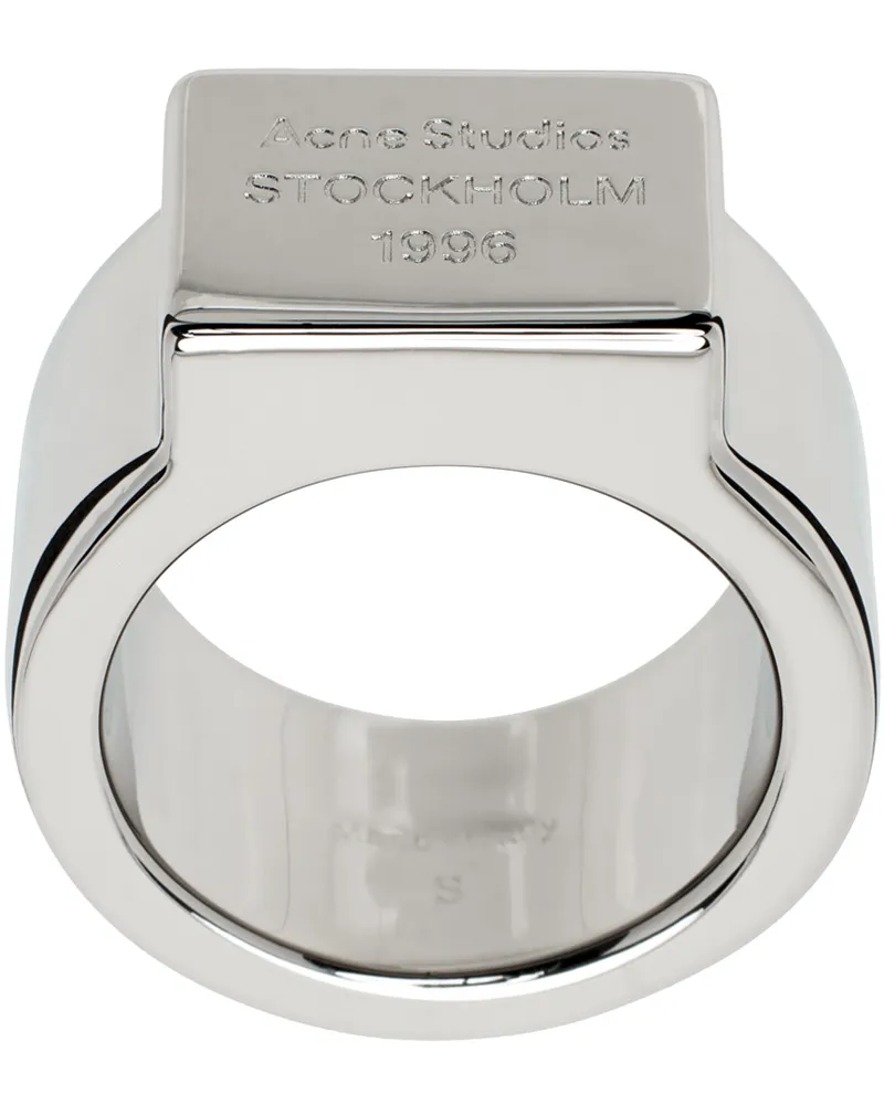 Acne Studios Silver Logo Engraved Ring Aae