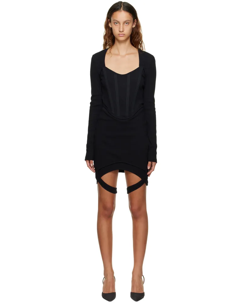 Dion Lee Black Fin Corset Minidress Black