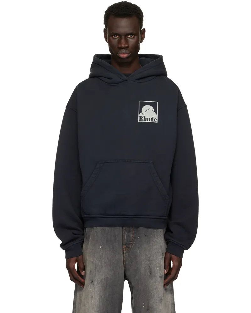 RHUDE Black Moonlight Badge Hoodie Vtg