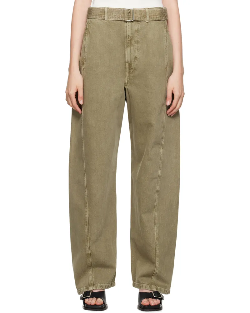 Christophe Lemaire Green Twisted Belted Jeans Gr629