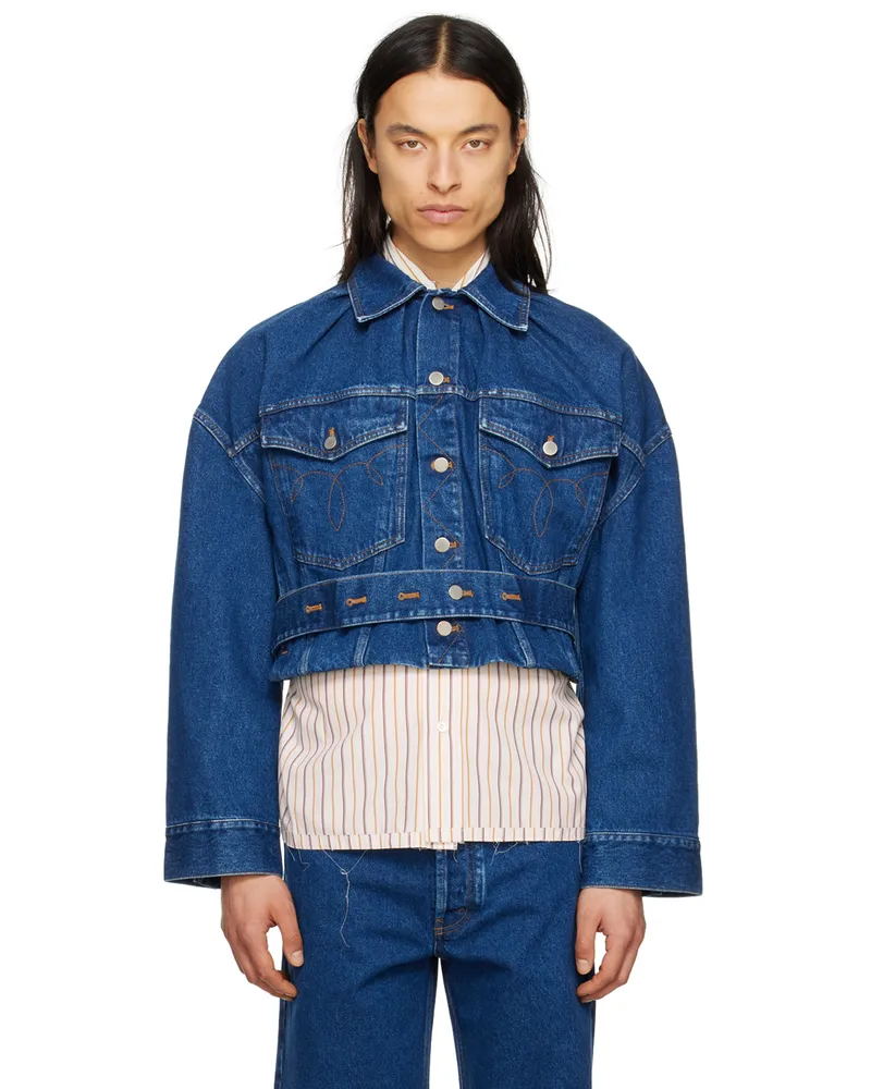 Meryll Rogge Blue Cropped Denim Jacket Blue