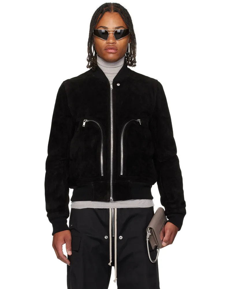 Rick Owens Black Concordians Bauhaus Suede Flight Jacket 09
