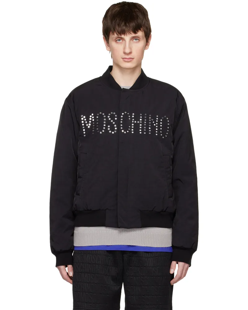 Moschino Black Embellished Bomber Jacket J2555