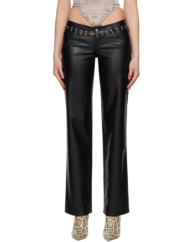 Miaou Black Marco Faux-Leather Pants Black