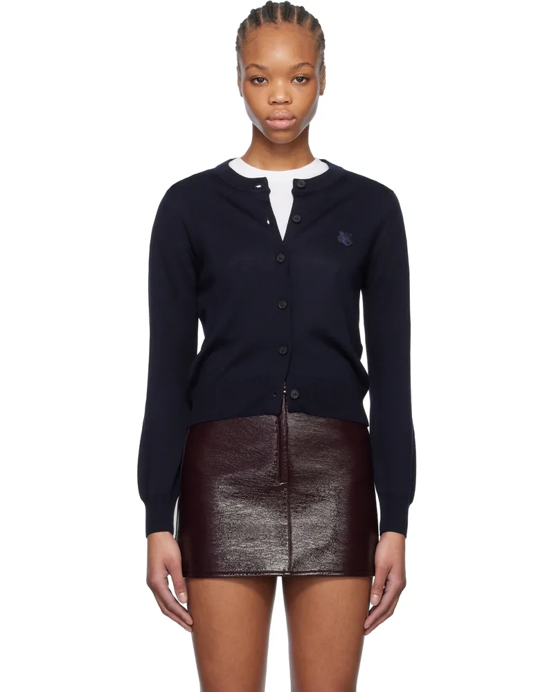 Kitsuné Navy Bold Fox Head Patch Regular Cardigan P476