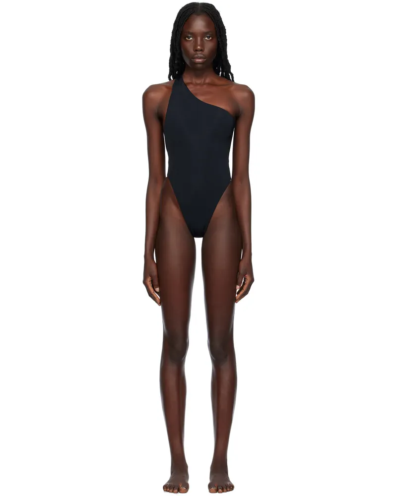 Louisa Ballou Black Plunge Swimsuit Black