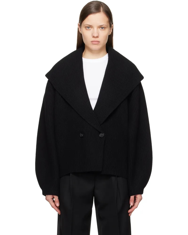 Totême Black Shawl-Lapel Cardigan Black
