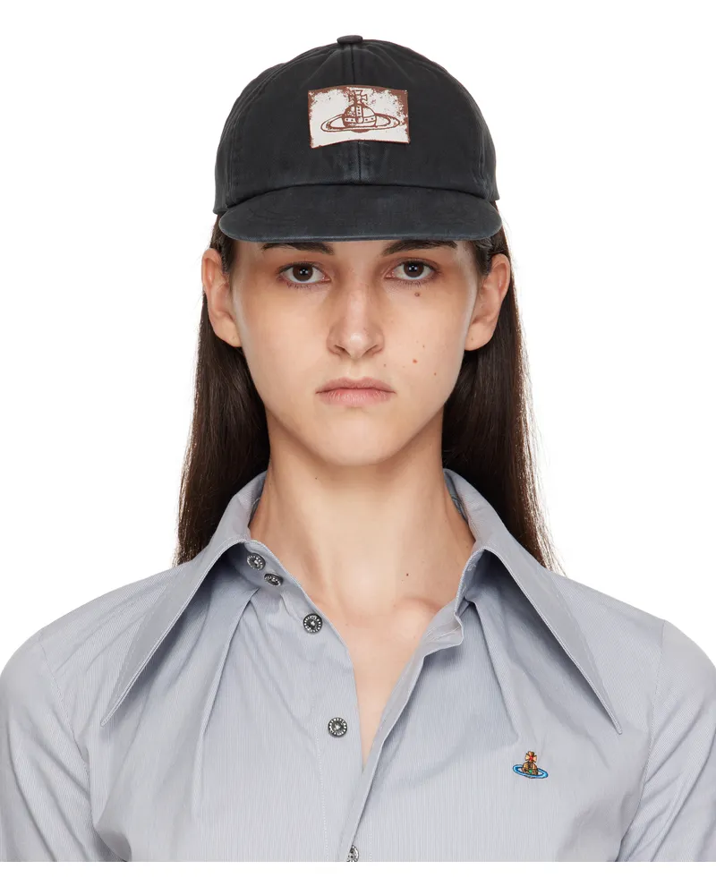 Vivienne Westwood Black Cotton Twill Baseball Cap N401