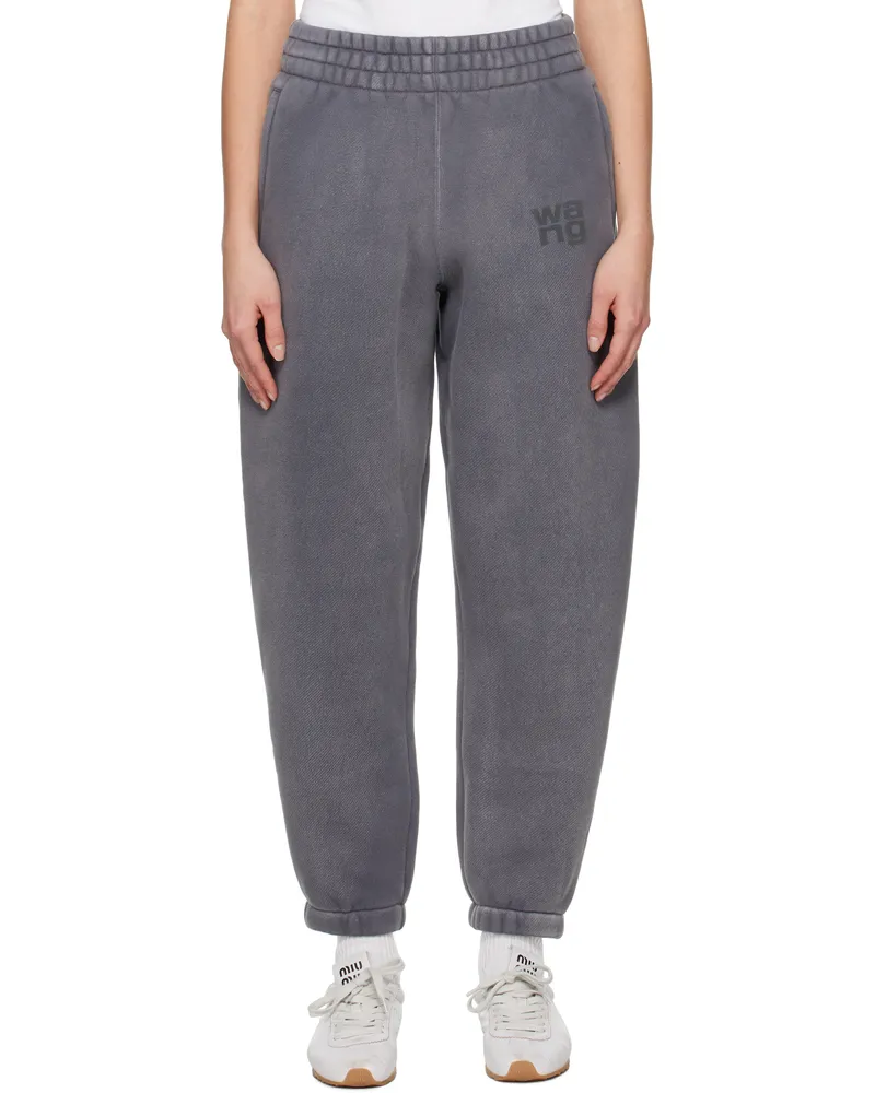 Alexander Wang Gray Puff Logo Sweatpants Washed