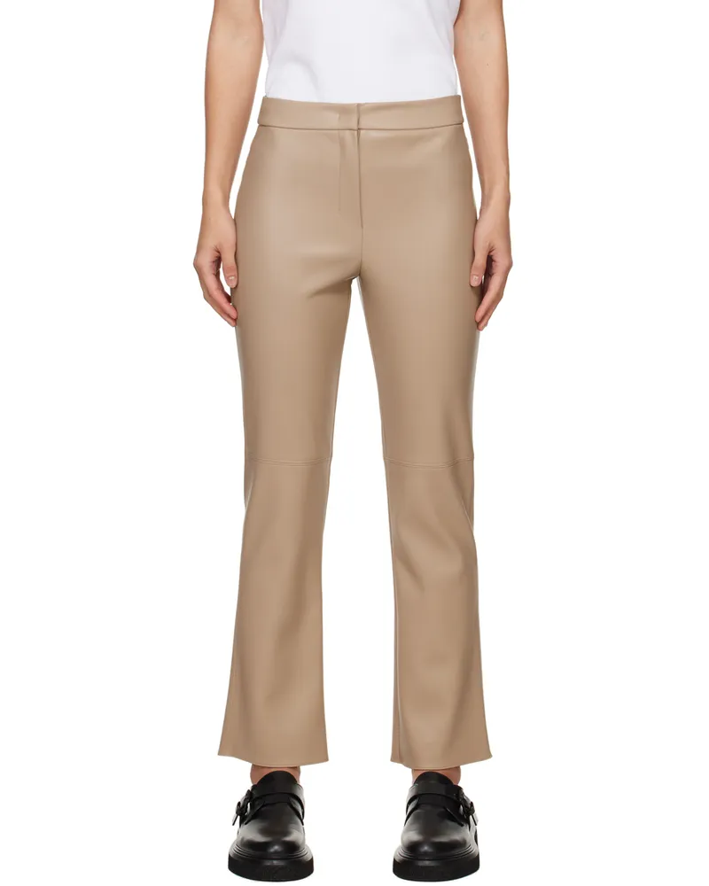 Max Mara Beige Sublime Faux-Leather Trousers 001