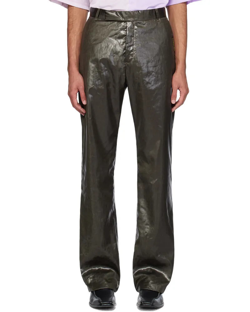 Martine Rose Khaki Relaxed-Fit Trousers Wet