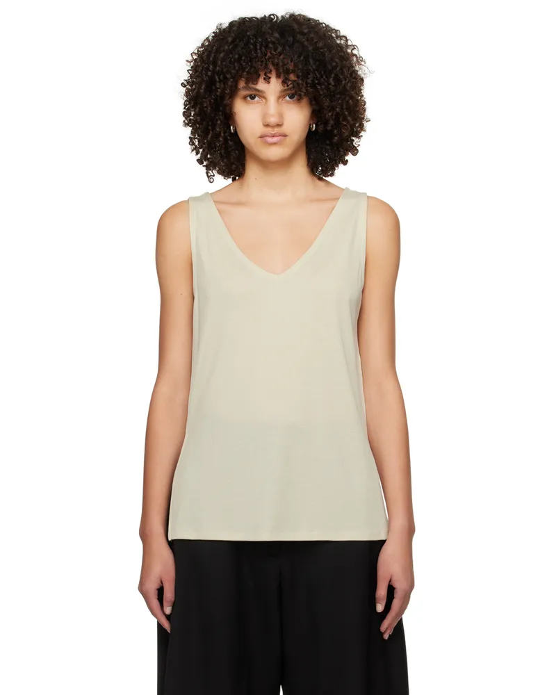 Studio Nicholson Beige V-Neck Tank Top Bamboo