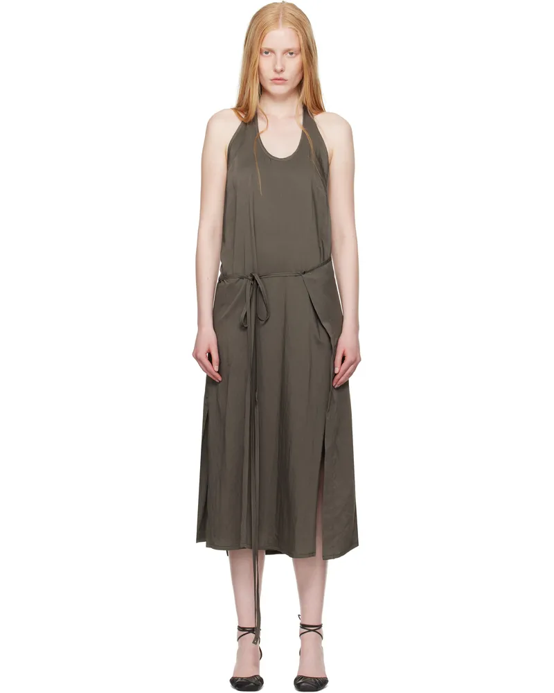 Christophe Lemaire Brown Apron Midi Dress Br482