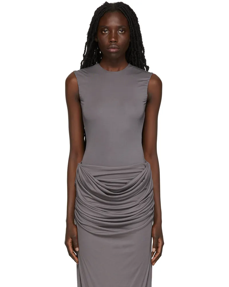 Paris Georgia Gray Cut-Out Bodysuit Coal