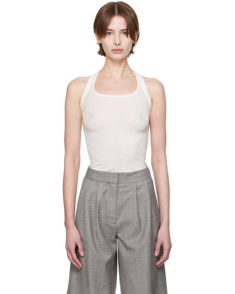 Fax Copy Express White Micro Transparent Light Rib Tank Top White