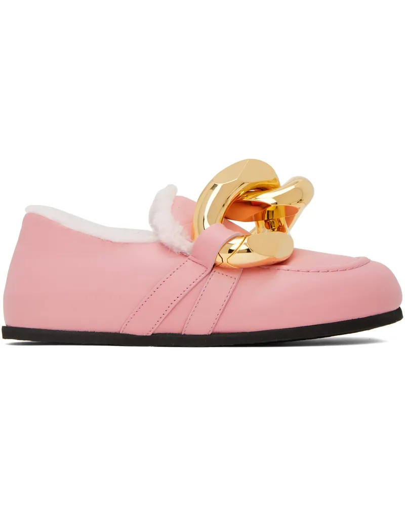 J.W.Anderson Pink Shearling Chain Loafers 321